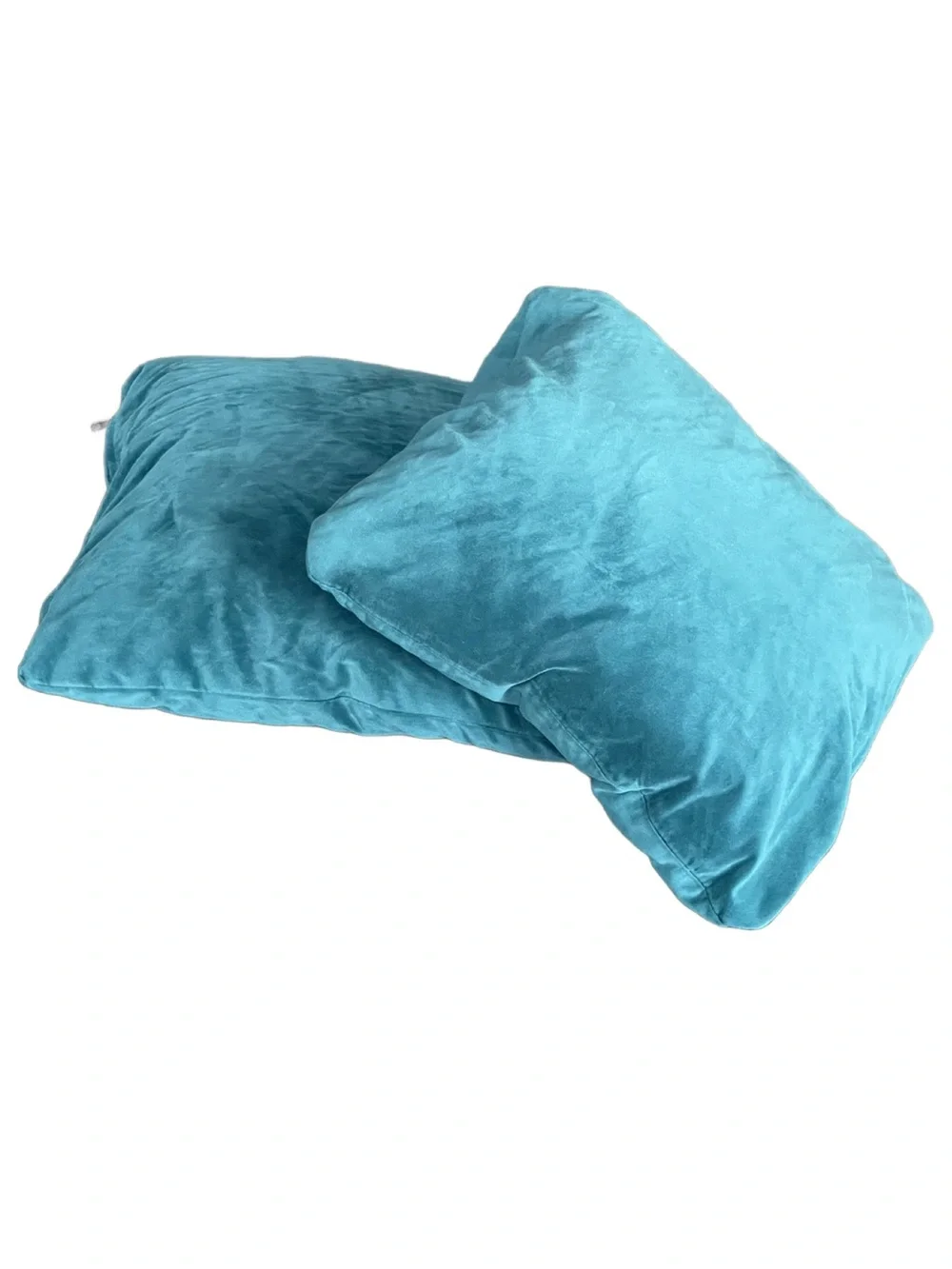 Turquoise Velvet Throw Pillow - Set of 2 - 17”x17”